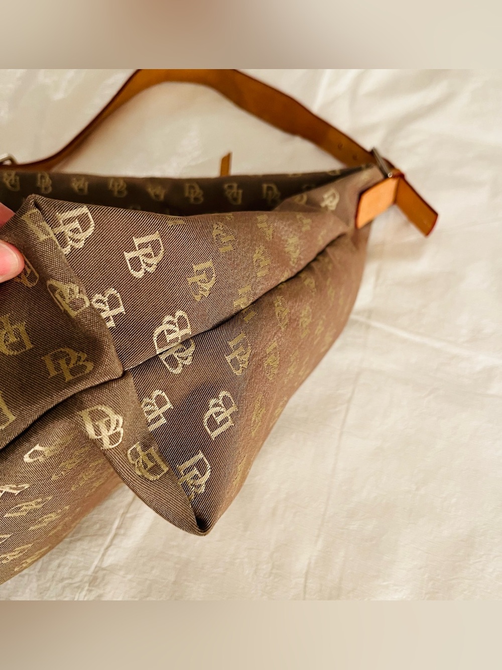 Vintage DOONEY AND BOURKE Monogram DB Canvas Shoulder Handbag Tote - Picture 3 of 15